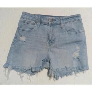 LEVI'S 721 High Rise Skinny Cut Off Denim Jean Shorts Light Blue 29